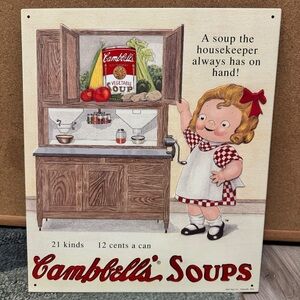 1993 Campbell’s Soup Sign #18 AAA Girl Metal Decor
